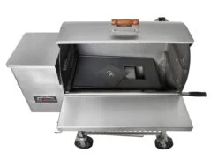 Stainless Steel Maverick 850 Wood Pellet Grill -Alfa Grill Shop 850 Stainless Big Wheels DrainOpen scaled 1